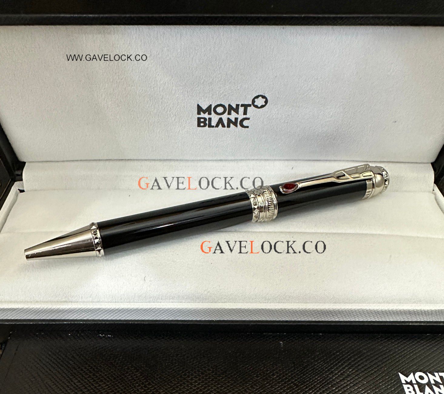 AAA Copy Mont blanc Black & Silver Ballpoint Scipione Borghese